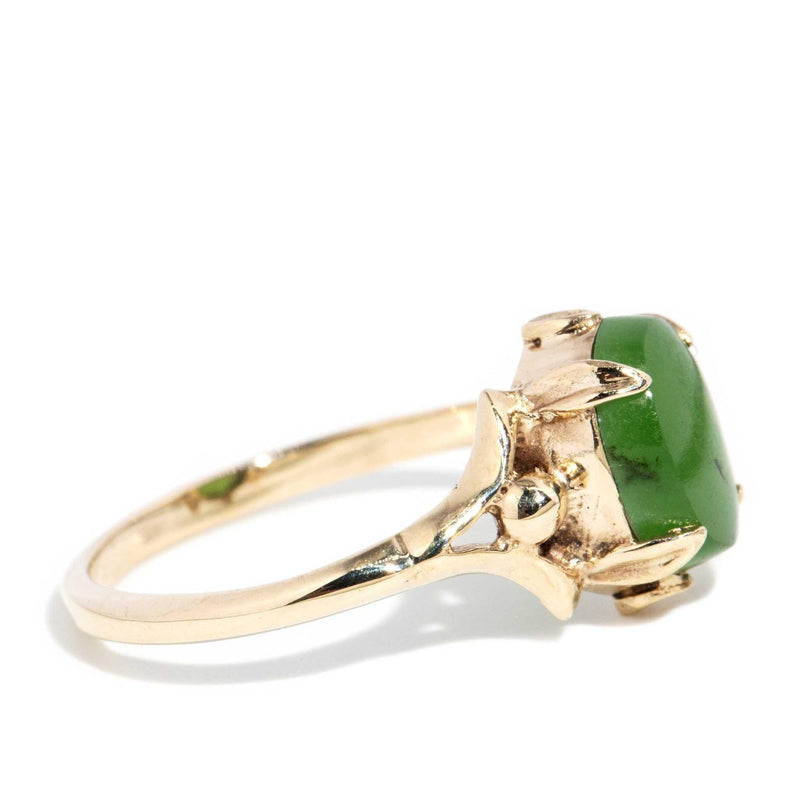 Tattiana 1970s Vintage Nephrite Ring 9ct Gold