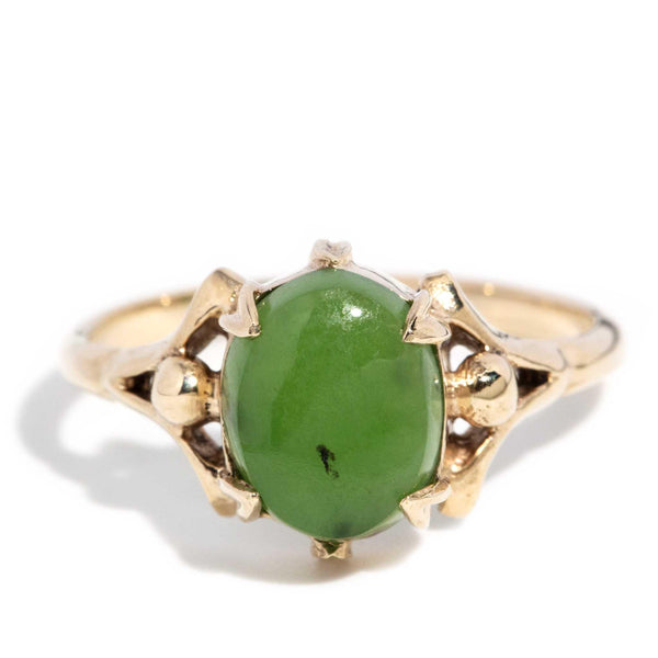 Tattiana 1970s Vintage Nephrite Ring 9ct Gold