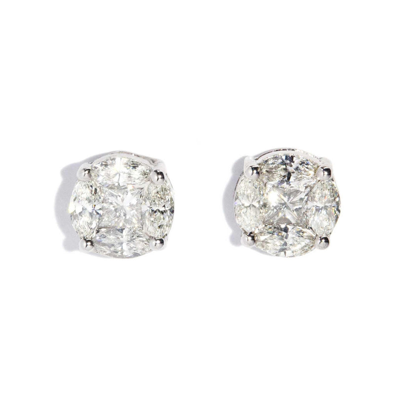 Tertia Diamond Cluster Studs 18ct White Gold