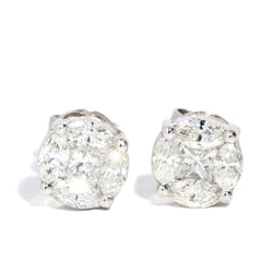 Tertia Diamond Cluster Studs 18ct White Gold