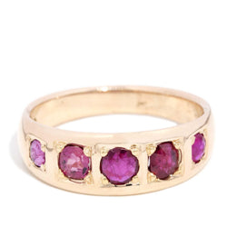 Thea 1930s Ruby Set Band Rose Gold 18ct