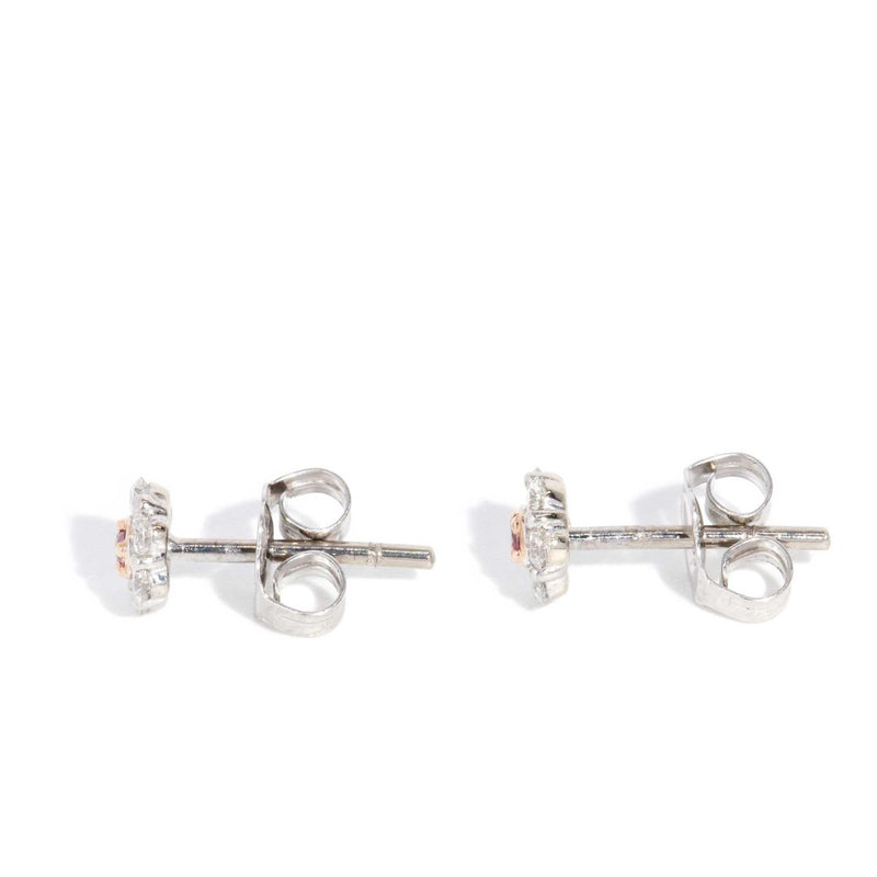 Turia Pink & White Diamond Studs 18ct White & Rose Gold