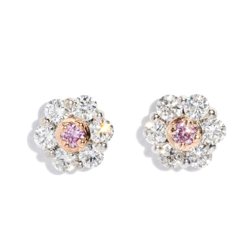 Turia Pink & White Diamond Studs 18ct White & Rose Gold