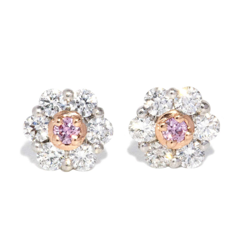 Turia Pink & White Diamond Studs 18ct White & Rose Gold