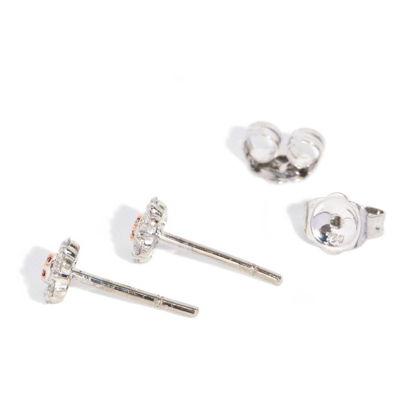 Turia Pink & White Diamond Studs 18ct White & Rose Gold