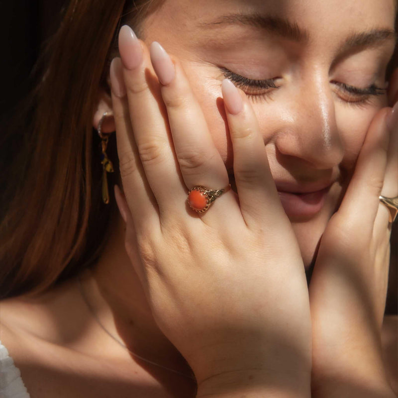 Ursula 1960s Coral Ring 14ct Rose Gold