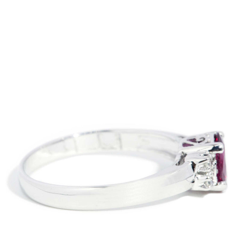 Valentia 1980s Ruby & Diamond Ring 14ct White Gold