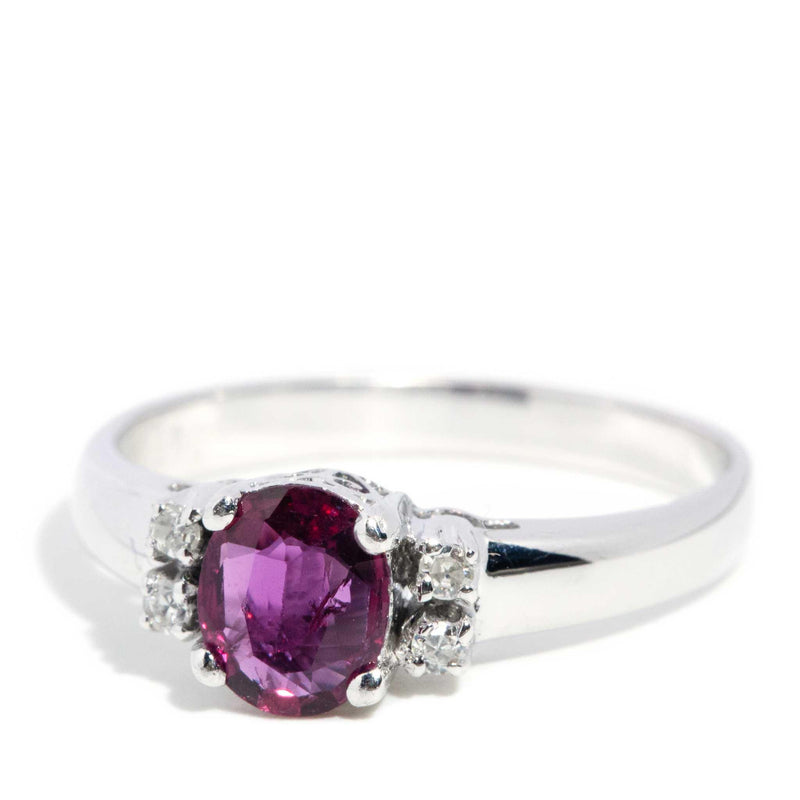 Valentia 1980s Ruby & Diamond Ring 14ct White Gold