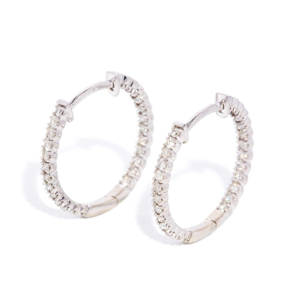 Valerie Diamond Hoop Earrings 9ct White Gold