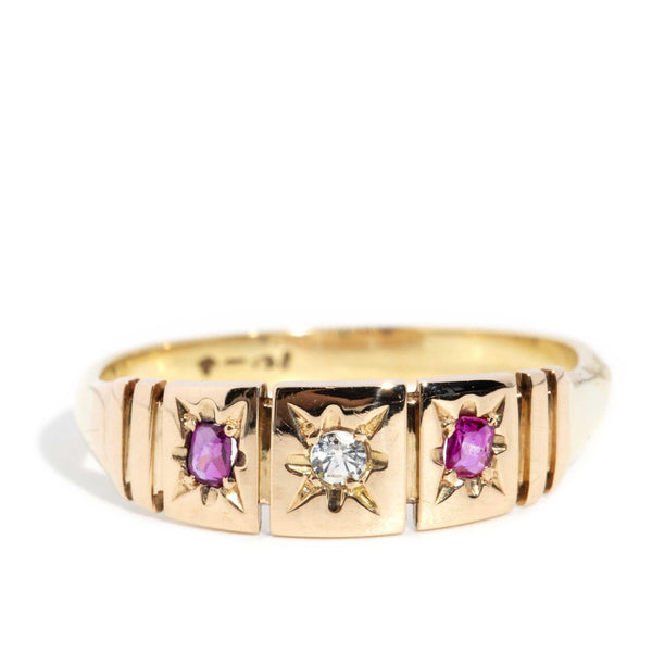 Vera 1920s Ruby & Diamond Ring 18ct Gold