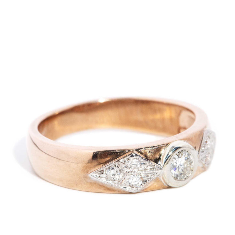 Vera Milgrained Diamond 9ct Rose Gold Ring