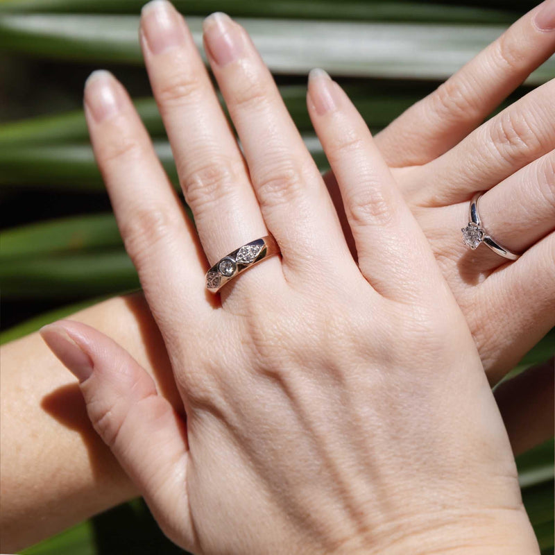 Vera Milgrained Diamond 9ct Rose Gold Ring