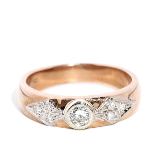 Vera Milgrained Diamond 9ct Rose Gold Ring