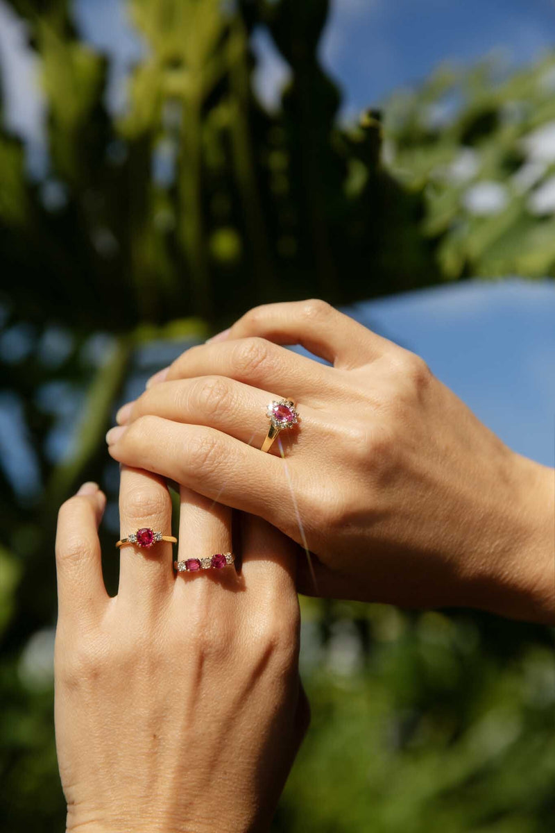 Veronica 1960s Ruby & Old Cut Diamond Ring 14ct Gold Imperial Jewellery 