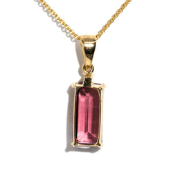 Vicky Emerald Cut Tourmaline & Diamond Pendant 18ct Gold