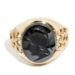 Antonius 1987 Hematite Ring 9ct Gold