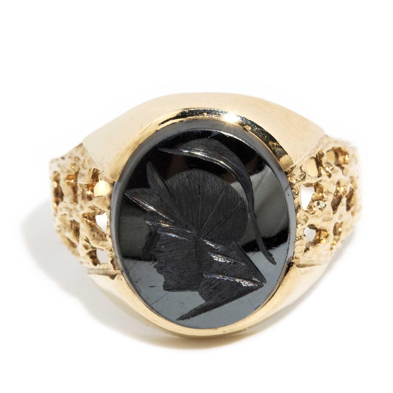 Antonius 1987 Hematite Ring 9ct Gold