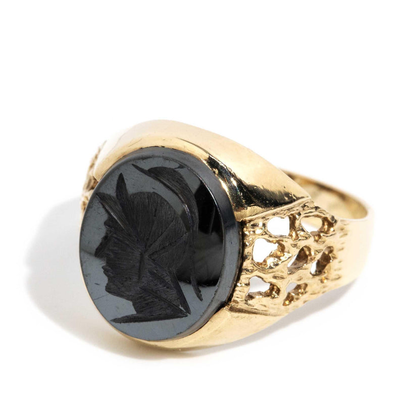 Antonius 1987 Hematite Ring 9ct Gold