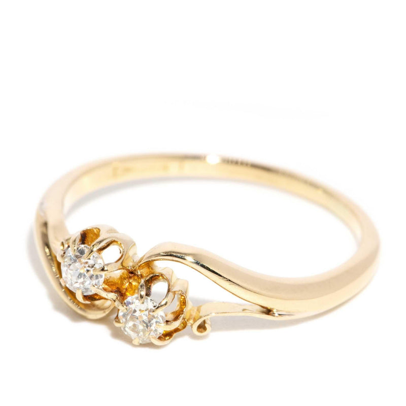 Charlotta 1930s Twin Diamond Ring 18ct Yellow Gold