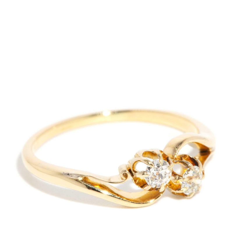 Charlotta 1930s Twin Diamond Ring 18ct Yellow Gold