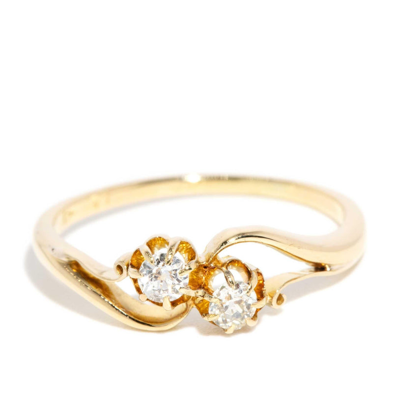 Charlotta 1930s Twin Diamond Ring 18ct Yellow Gold