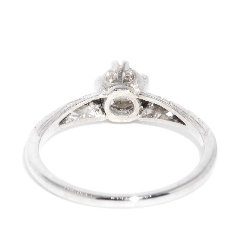 Birgit 1950s Diamond Solitaire Ring 18ct White Gold