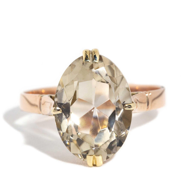 Zahra 1960s Light Smoky Quartz Ring 18ct Rose Gold