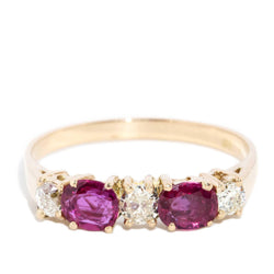 Veronica 1960s Ruby & Old Cut Diamond Ring 14ct Gold