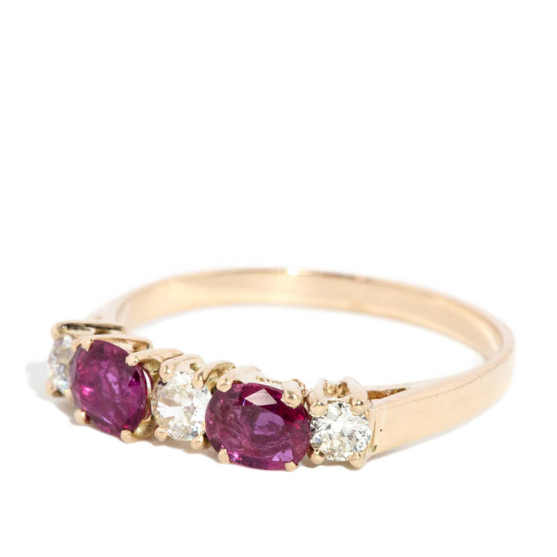 Veronica 1960s Ruby & Old Cut Diamond Ring 14ct Gold