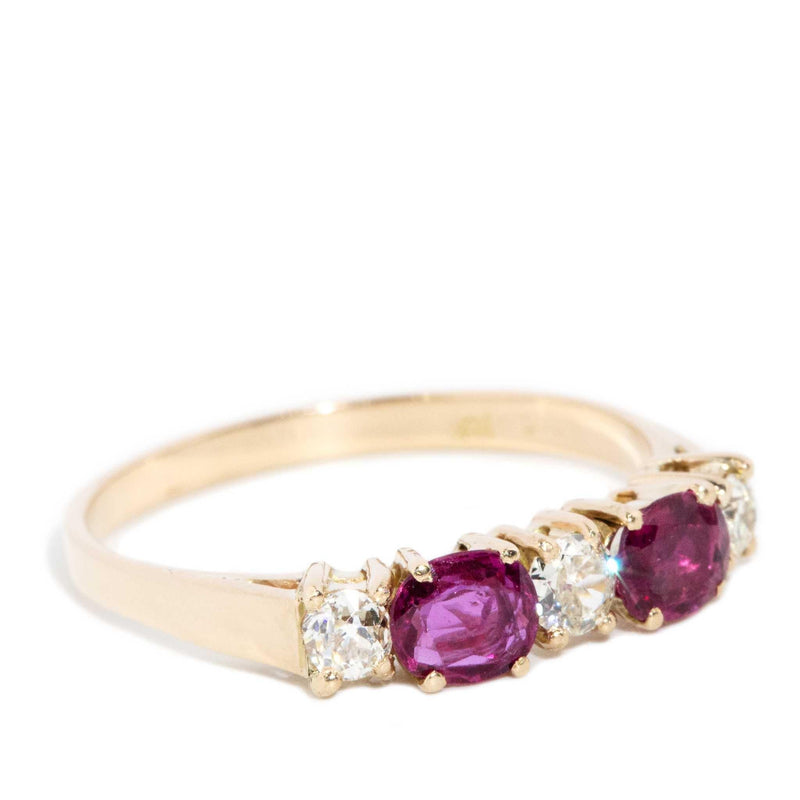 Veronica 1960s Ruby & Old Cut Diamond Ring 14ct Gold