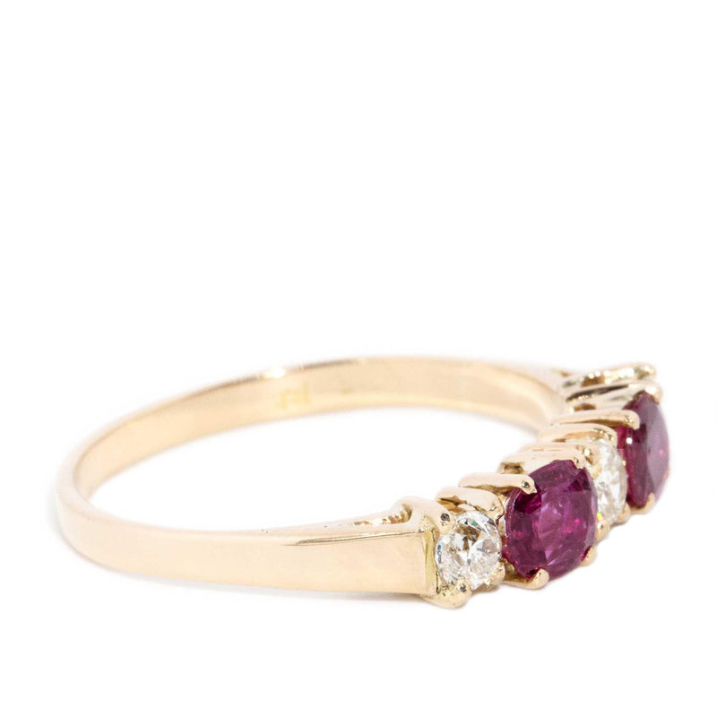 Veronica 1960s Ruby & Old Cut Diamond Ring 14ct Gold