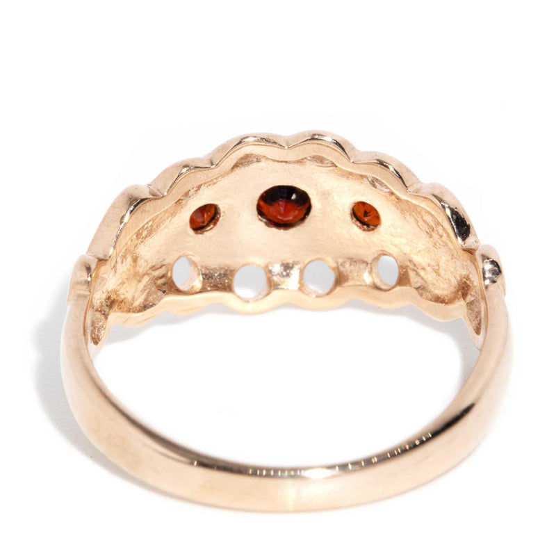 Amy Garnet Fleur Di Lys Ring 9ct Rose Gold