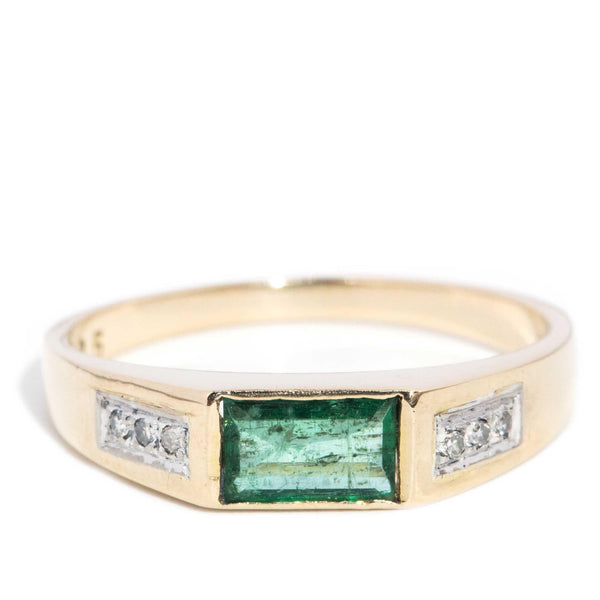 Vaani 1980s Emerald & Diamond Ring 14ct Gold