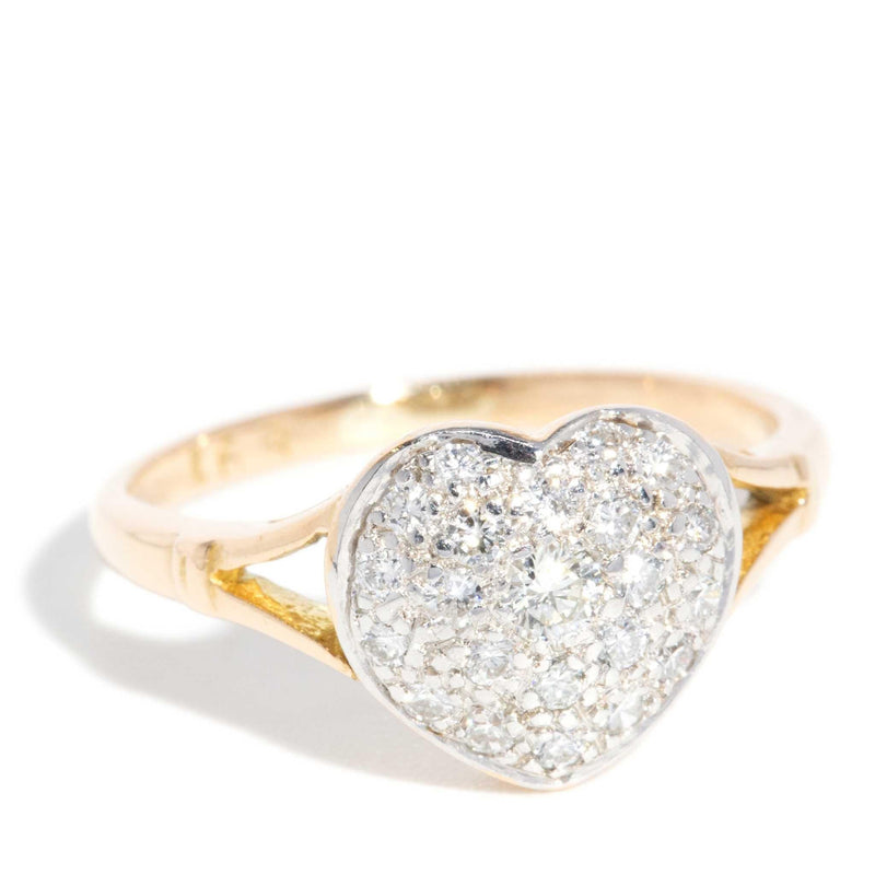 Eastley 1980s Heart Diamond Ring 18ct Gold