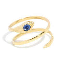 Wisteria 1980s Sapphire Serpent Ring 18ct Gold