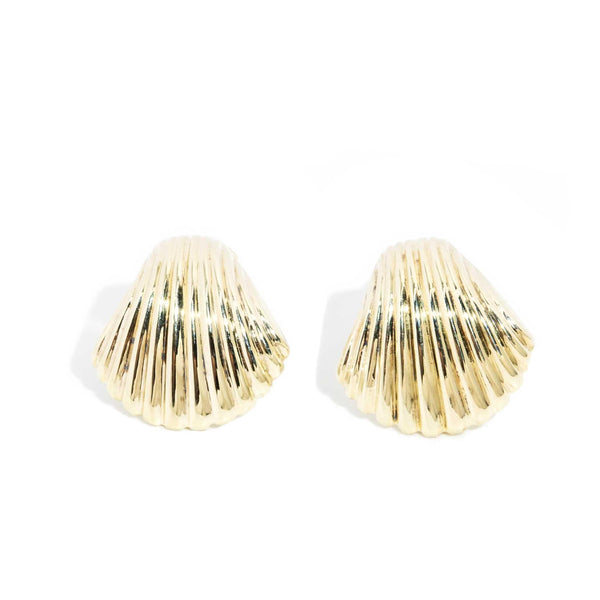 Katniss 1980s Vintage Seashell Earrings 9ct Gold