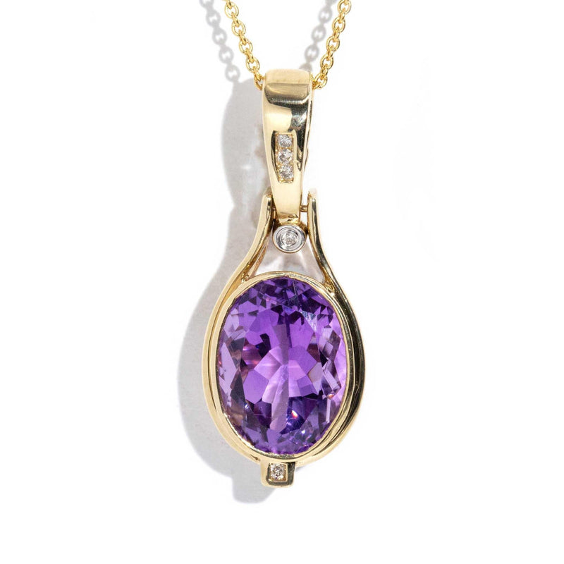 Skylar 1990s Amethyst & Diamond Enhancer Pendant 9ct