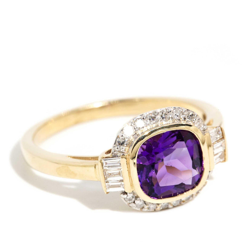 Selene 1990s Amethyst & Diamond Ring 9ct Gold