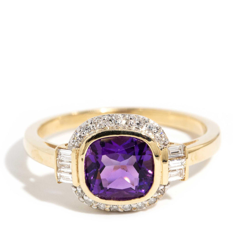 Selene 1990s Amethyst & Diamond Ring 9ct Gold