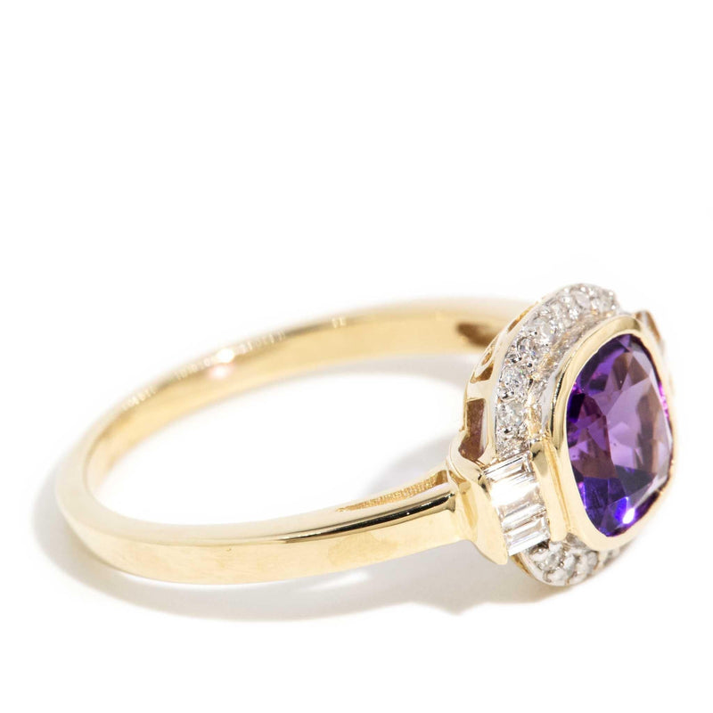 Selene 1990s Amethyst & Diamond Ring 9ct Gold