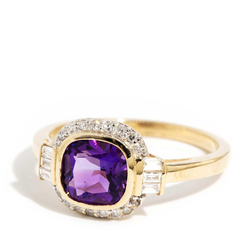 Selene 1990s Amethyst & Diamond Ring 9ct Gold