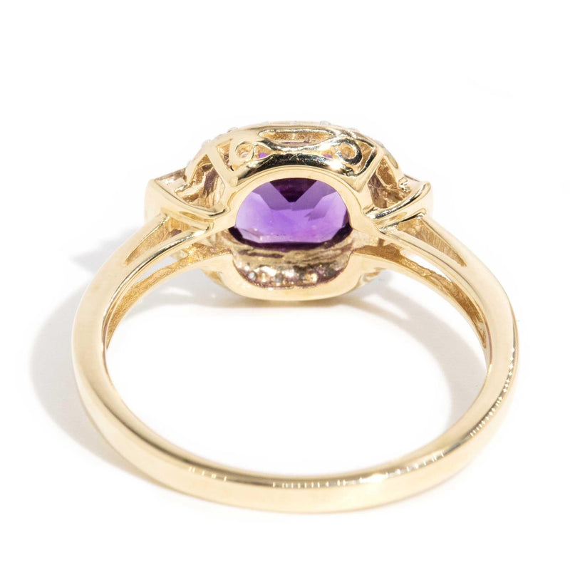 Selene 1990s Amethyst & Diamond Ring 9ct Gold