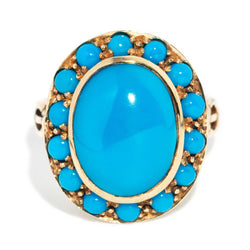 Vivianna 1970s Oval Turquoise Ring 9ct Gold