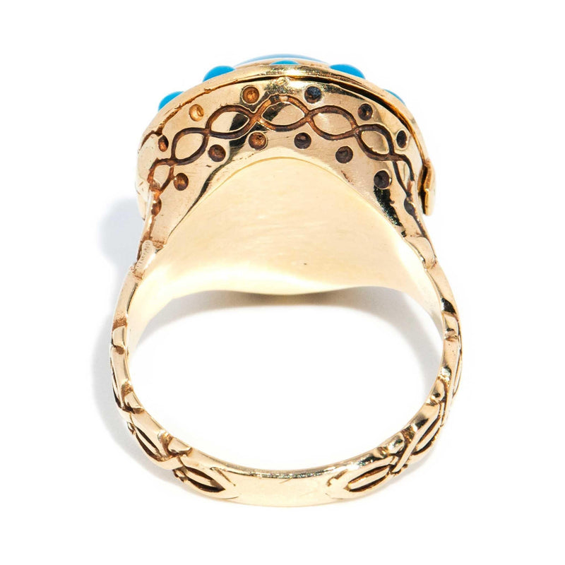 Vivianna 1970s Oval Turquoise Ring 9ct Gold