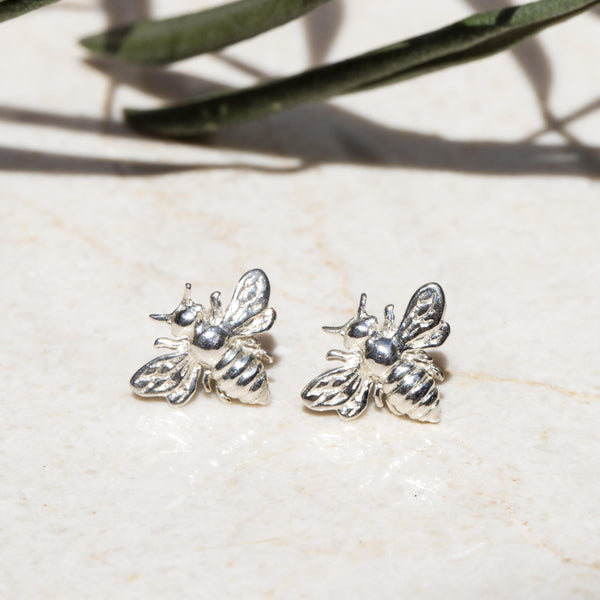 Wayfarer Bee Stud Earrings Sterling Silver