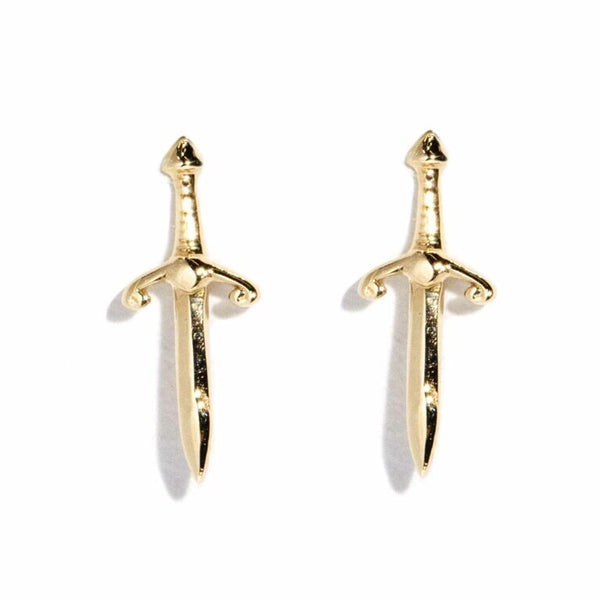 Wayfarer Dagger Stud Earrings - Eros Collection Earrings Imperial Jewellery 9K Yellow Gold (Pair) 