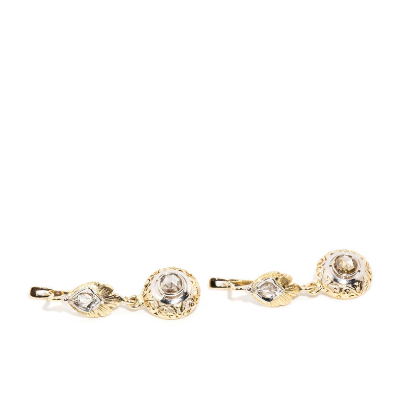 Willow Rose Cut Diamond Drop Earrings 14ct Gold