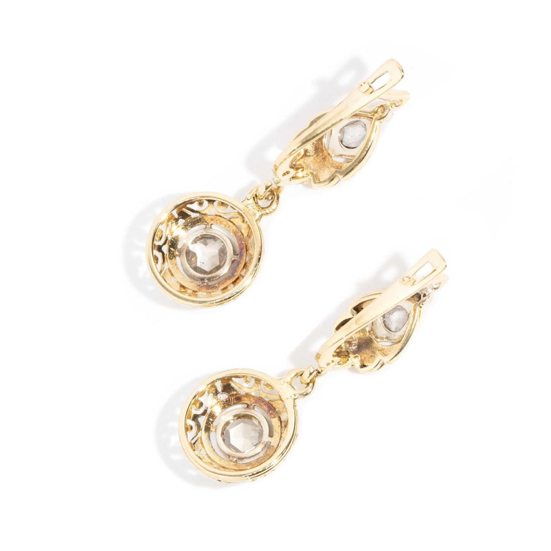 Willow Rose Cut Diamond Drop Earrings 14ct Gold