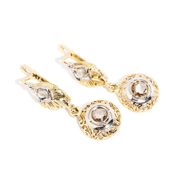 Willow Rose Cut Diamond Drop Earrings 14ct Gold