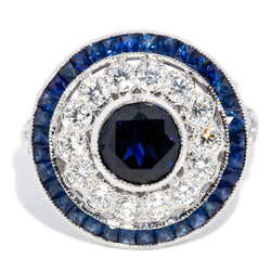 Zaliki 1.75ct Blue Sapphire & Diamond Halo Ring 18ct White Gold